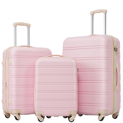 3 PCS Luggage Set Hardside Spinner Suitcase with TSA Lock 20 24 28 Light Pink ModernLuxe