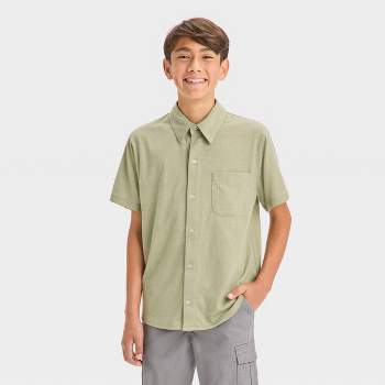 Boys' Short Sleeve Washed Button-Down Shirt - art class™