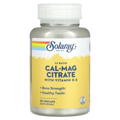 Solaray Cal-Mag Citrate with Vitamin D-2, 90 VegCaps