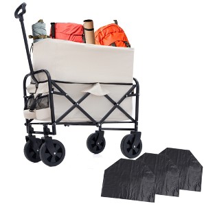 SKRAN Multi-use Collapsible Foldable Utility Beach for Camping Wagon Cart with 3pcs plastic Liner bag,for Beach,Shopping,Outdoor Adventures - 1 of 4