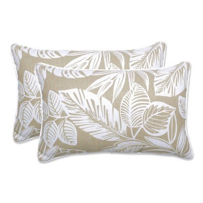 Pillow Perfect Set of 2 Delray Outdoor/Indoor Rectangular Throw Pillows Natural