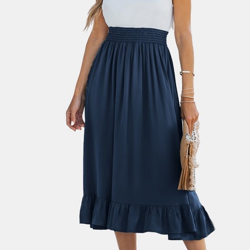 Women's Midnight Blue Ruffled Midi Dress - Cupshe : Target