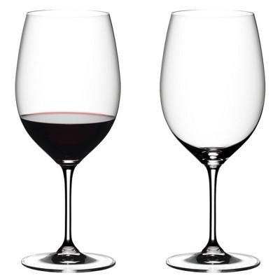 Riedel 6416/0 Vinum Dishwasher Safe Crystal Red Wine Glass Stemware with Microfiber Polishing Cloth for Cabernet Sauvignon, Merlot, Bordeaux (2 Pack)