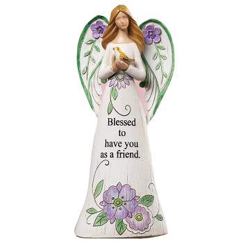 Collections Etc Floral Tabletop Angel Figurine with Sentiment Saying