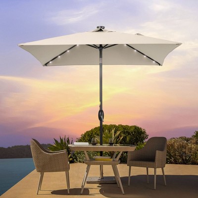 Sonkuki 6.5 FT LED Square Outdoor Patio Umbrella Market Table Umbrella