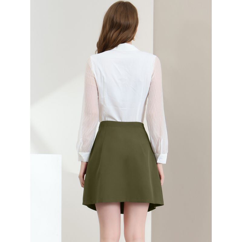Allegra K Women's Buttons Front A-line Short Cargo Casual Skirt, 5 of 7