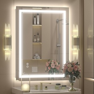 Apmir Super Bright 192 LEDs/m Front LED Lighted Anti-Fog Tempered Glass Bathroom/Vanity Mirror with ETL & 3-Year Warranty - 1 of 4
