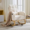 Modern Nursery Rocking Chair, Comfortable Rocker Recliner with Side Pocket, Footrest and USB Port, Mid Century Upholstered Rocker Glider, High Back - 2 of 4