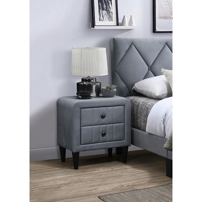NicBex 2 Drawers Nightstand Bedside Table with Velvet Finish End Table with Tempered Legs for Bedroom, Living Room
