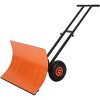 Snow Shovel with Wheels, 29" Snow Pusher Shovel for Driveway, Sidewalk, Yard, Adjustable Angle Height, High Blade Design - 2 of 4