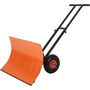 29 Inch Heavy Duty Wheeled Snow Shovel with Adjustable 5-Position Handle and Multi-Angle Carbon Steel Blade - 1 of 4