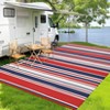 Reversible Outdoor Patio Rug - Waterproof Plastic Straw Mat, Striped Camping Rug for Front Porch, Deck, Backyard, RV, Picnic, Beach - 2 of 4