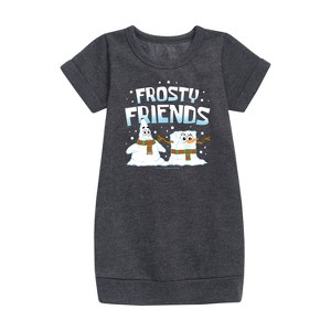 - SpongeBob SquarePants - Frosty Friends Graphic Short Sleeve Fleece Dress - 1 of 4