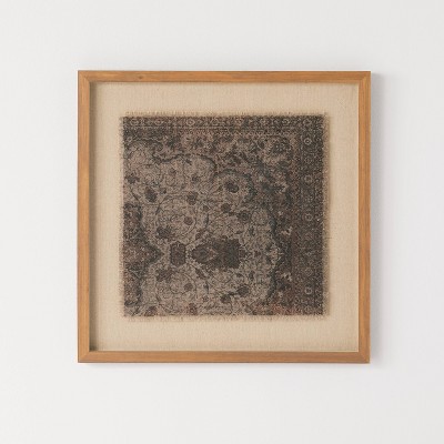 Photo 1 of 18 x 18 Vintage Textile Framed Under Glass - Threshold designed with Studio McGee