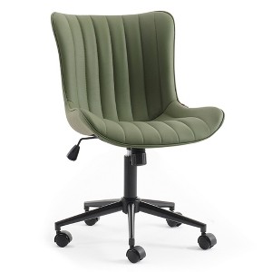 YOUNIKE Modern Home Office Chair Adjustable Swivel Desk Chair Leather Rolling Task Vanity Chair Seat Size 19.49"Wx16.93"Dx(17.91-22.64)"H - 1 of 4