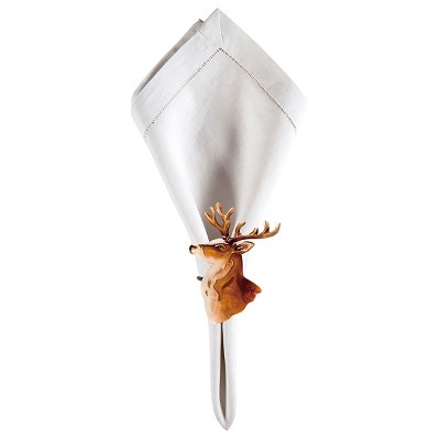 Gallerie II Pearlize Deer Head Napkin Ring Set of 6