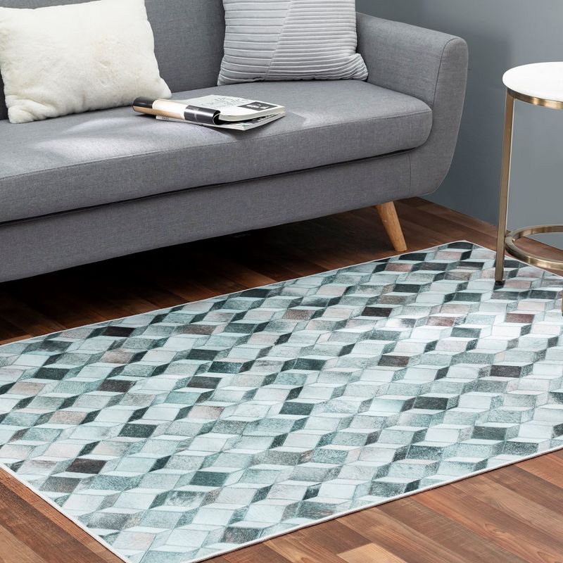 Walk on Me Faux Cowhide Cubical Dimension Loomed Area Rug, 2 of 6