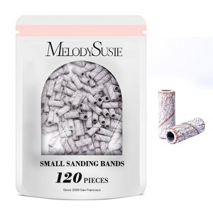 MelodySusie 120 Pcs Nail Drill Bits Small Sanding Bands for 3.1mm Mandrel Bit, for Acrylic Nails Gel Manicures and Pedicure (Only Sanding Bands) - 1 of 4