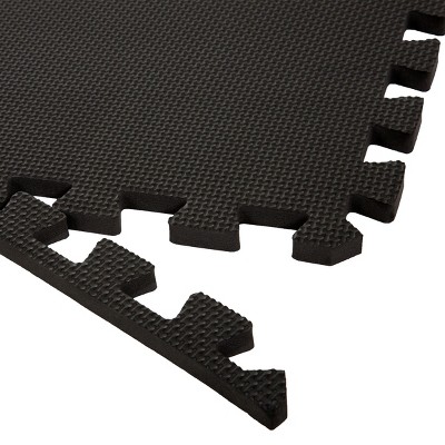 Fleming Black Interlocking EVA Foam Floor Tiles, 24" x 24", Pack of 6
