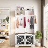 Farmhouse Hall Tree, 4-in-1 Entryway Organizer with 7 Shoe Cubbies & 7 Hooks, Storage Bench for Mudroom/Hallway/Bedroom - 3 of 4