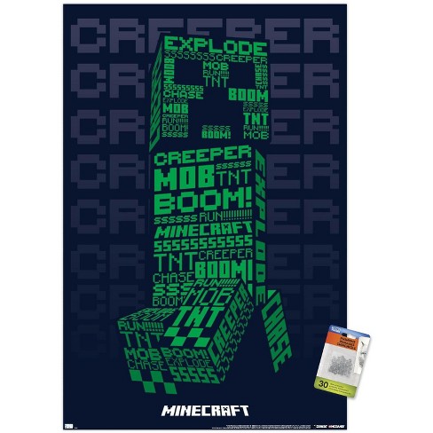 Trends International Minecraft - Creeper Boom Framed Wall Poster Prints  Black Framed Version 14.725 X 22.375 : Target