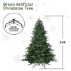 Green Artificial Christmas Tree with PE/PVC Mixed Branches, Warm White LED Lights, Fireproof PVC Material, Hinged Foldable Design with Sturdy Base - 2 of 4