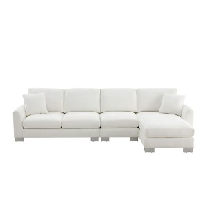 NicBex L-Shaped Chenille Sectional Sofa,5-Seat Couch Set with 2 Pillows and Chaise for Living Room,Apartment,Office,White - 1 of 4