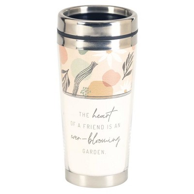 Dicksons Heart Of A Friend Cream and Orange 16 Ounce Stainless Steel Travel Tumbler