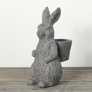 26"H Sullivans Charcoal Rabbit Basket Planter, Gray - 1 of 4