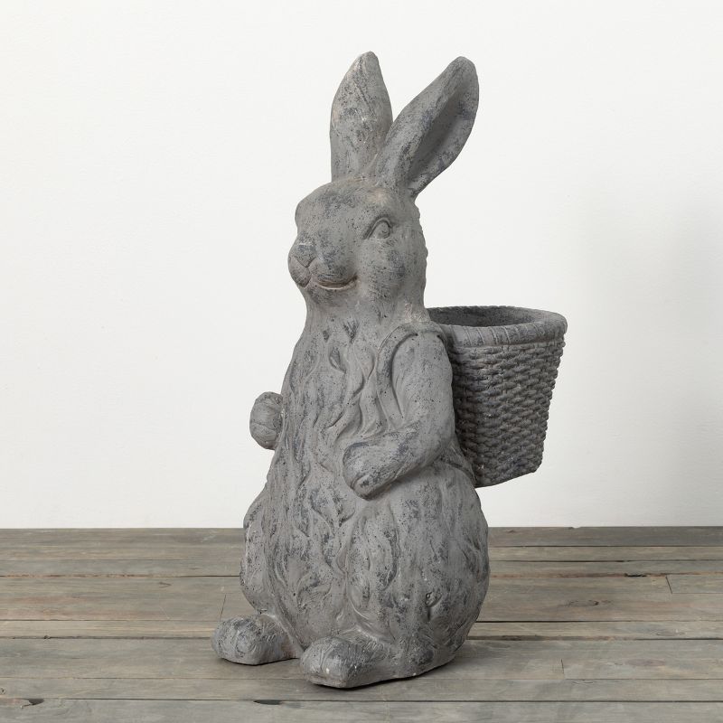 26"H Sullivans Charcoal Rabbit Basket Planter, Gray, 1 of 5
