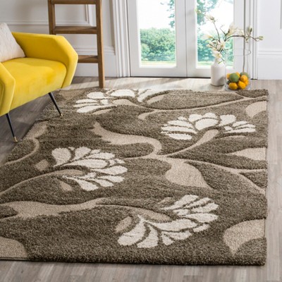 Florida Shag Smoke and Beige Floral Synthetic Rug