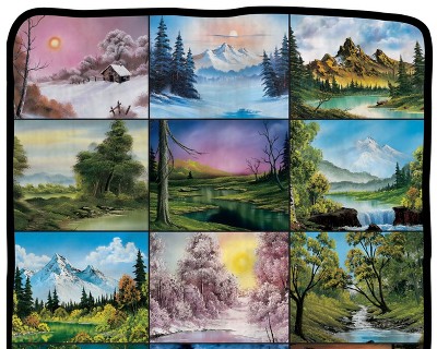 Bob Ross Multicolored Flannel Fleece Throw Blanket 46" x 60"