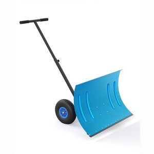 30-Inch Wheeled Snow Shovel with Adjustable Handle & Blade, Ergonomic Pusher for Driveway and Yard - 1 of 4