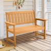 VEVOR Outdoor Bench, 50.5 inch, 800 lbs Weight Capacity for 2-3 Persons,Weatherproof Plastic Frame with Backrest and Wide Armrests, Natural Wood Color - 2 of 4