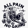 "All Pain, No Gain" Exhuasted Skeleton Adult Crew Neck Long Sleeve Tee - 2 of 2