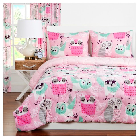 Pink Crayola Night Owl Comforter Set Full Queen 3pc Target