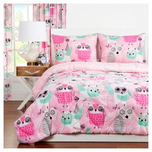 Pink Crayola Night Owl Comforter Set (Full/Queen) 3pc