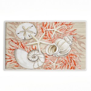 Stupell Industries Coral & White Shells Printed Plush Bath Mat And Bath Rug, Design By Paul Brent, 18"X30" - 1 of 4