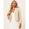 Allegra K Women's Winter Warm Cropped Collarless Faux Fur Fluffy Jacket - 2 of 4