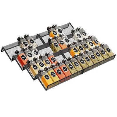 Simple Trending Spice Drawer Organizer,8 Piece Metal Mesh Expandable,Hold up 48 Spice Jars Kitchen Countertop Rack