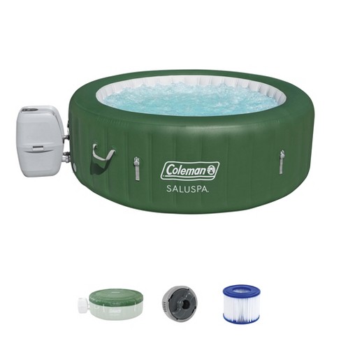 CO-Z Inflatable Hot Tub 4 Person Blow Up 120 Bubble Jets Cover, Green