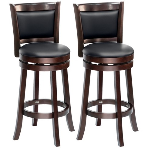 HOMCOM Bar Height Stools Set of 2 with Adjustable Seat, Thick Padded Cushion