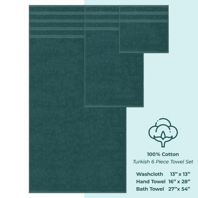 Teal Turkish Cotton 6-Piece Towel Set