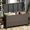 Garvee Large Deck Box Waterproof PE Rattan Outdoor Storage Box with Handles and Wheels, Storage Bin for Garden, Balcony, Porch, Pool, Yard - 3 of 4
