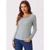 Allegra K Women's Slim Fit Sheer-Long-Sleeves Flower Embroidery Lace Top - 3 of 4