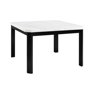 Transitional Black and White Marble Square Counter Height Dining Table