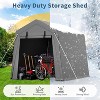 Portable Carport Storage Shed with Roll-up Zipper Door, Heavy Duty Waterproof Tarp, Storage for Motorcycle, Bike, Garden Tools, Gray - 3 of 4