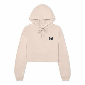 Dalix Butterfly Embroidered Fleece Cropped Hoodie Pullover Relaxed Fit Womens - 1 of 4