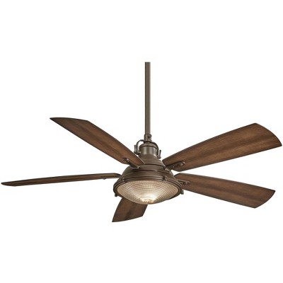 56" Minka Aire Industrial Outdoor Ceiling Fan with LED Light Remote Control Oil Rubbed Bronze Dark Pine Wet Rated for Patio Porch
