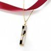 Ross-Simons Mother-Of Pearl and Onyx Pendant Necklace With .10 ct. t.w. White Topaz in 18kt Yellow Gold Over Sterling Size 18 - 4 of 4